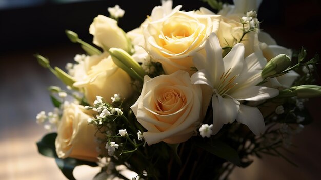 el ramo de flores de la novia foto realista