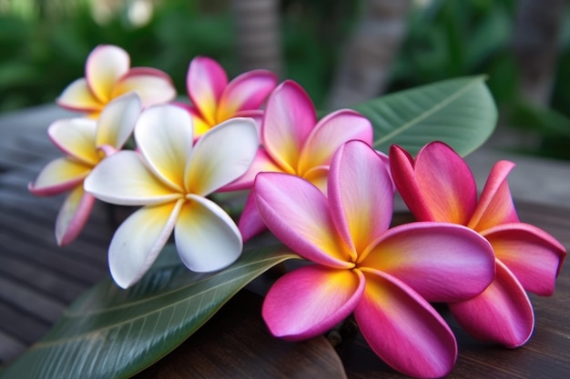 Un ramo de flores de plumeria