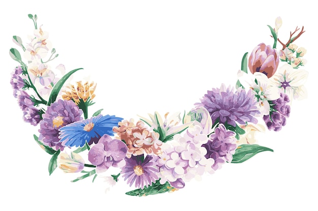 Ramo de flores png pegatina de borde de diseño transparente floral vintage