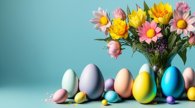 un ramo de flores que están en un fondo azul