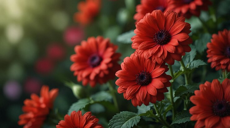 un ramo de flores rojas con el número 3 en ellas