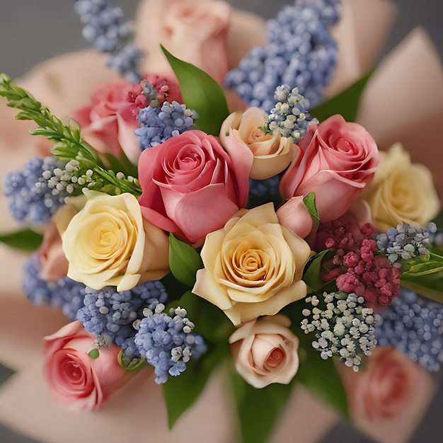 Foto un ramo de flores con uno rosa y blanco