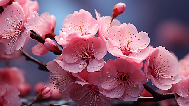 un ramo de flores rosadas en flor en el fondo