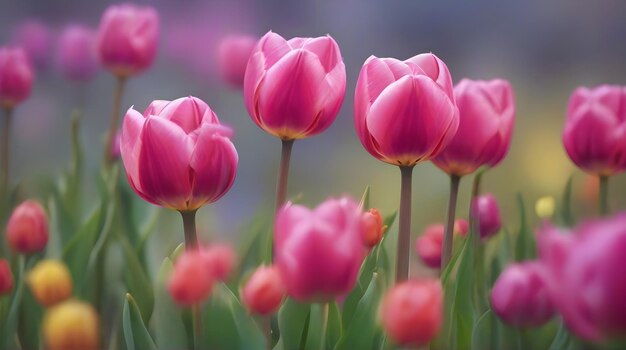 un ramo de flores rosas con el nombre de tulipanes en ellos