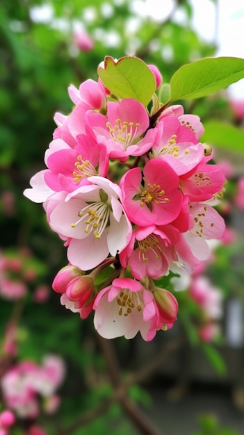 Un ramo de flores rosas con la palabra cereza en el lateral.