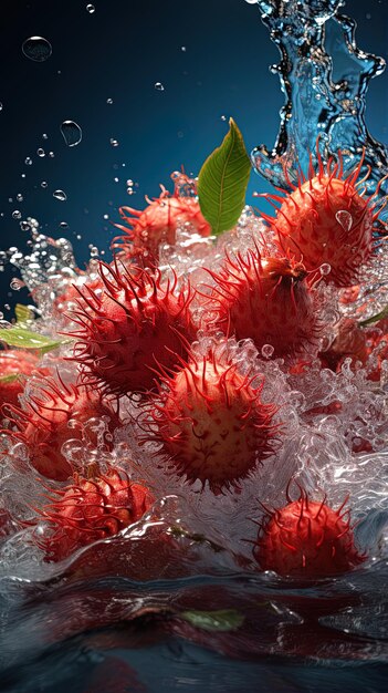 Foto un ramo de frutas que está en el agua