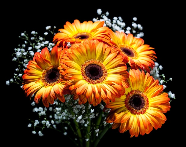 Ramo de gerbera en negro.