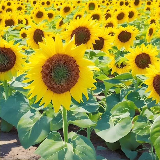 Ramo de girasol colocado en el césped verde