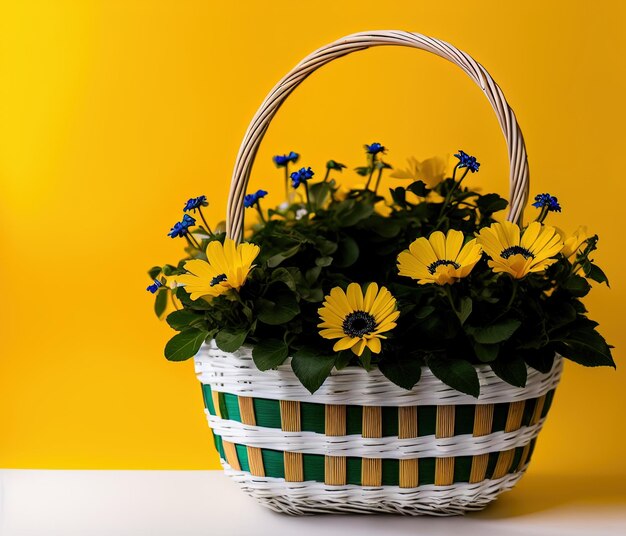 Ramo de hermosas flores sobre fondo de madera