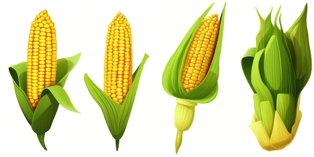 Foto un ramo de maíz sobre un fondo blanco perfecto para conceptos de comida y agricultura