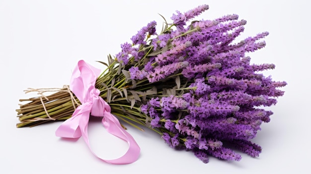 Ramo perfumado de la naturaleza de la flor herbaria púrpura en el fondo blanco