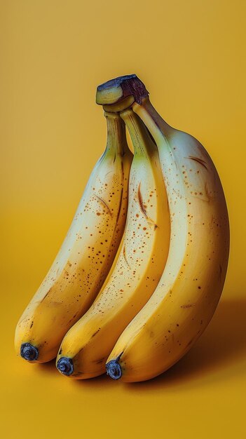 Un ramo de plátanos en la mesa amarilla