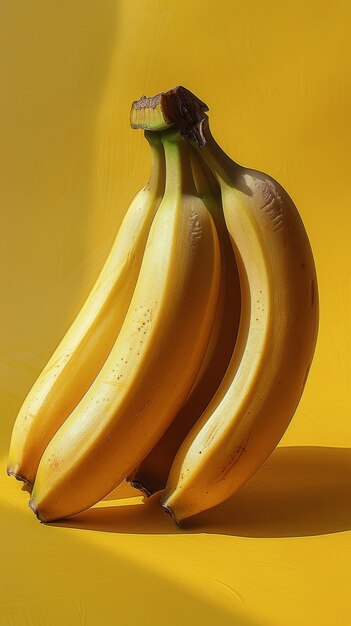 Un ramo de plátanos en la mesa amarilla