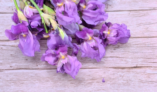 Ramo en un ramo de flores de iris morado