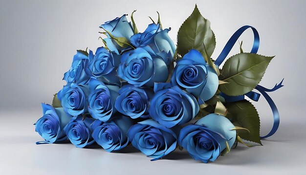 Un ramo de rosas azules