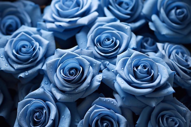 Foto el ramo de rosas azules