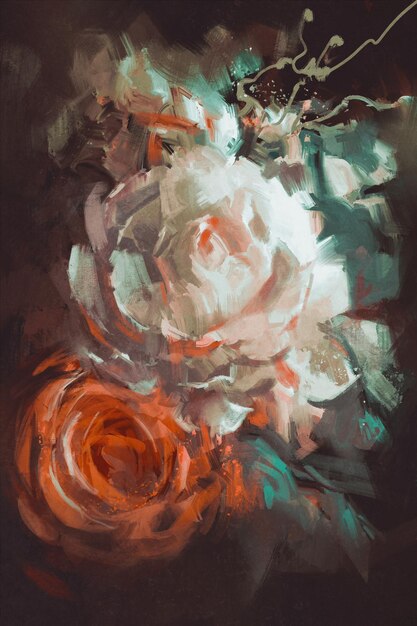 ramo de rosas con estilo de pintura al óleo