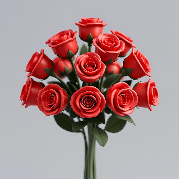 Un ramo de rosas rojas artificiales