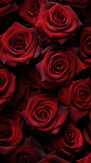 un ramo de rosas rojas con un fondo rojo