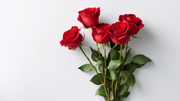 Un ramo de rosas rojas sobre una mesa Imagen generativa de IA
