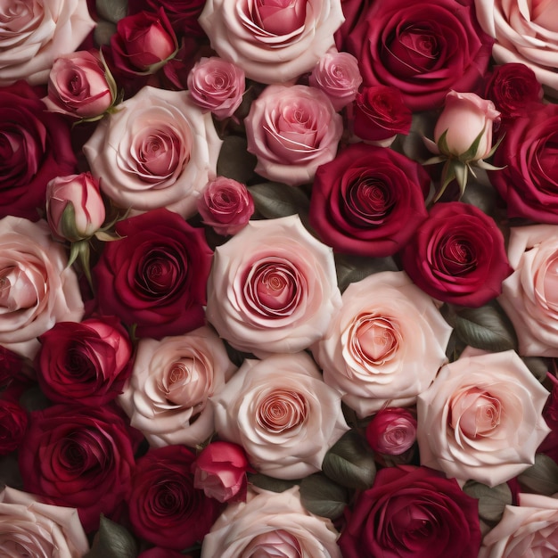 un ramo de rosas rosadas y blancas con un tallo verde.