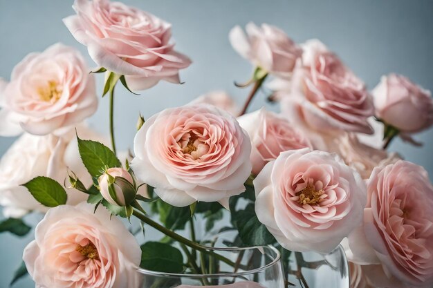 Un ramo de rosas rosas con una flor blanca en el medio.