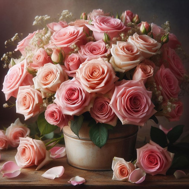 Foto el ramo de rosas rosas hd 8k papel tapiz imagen fotográfica de stock