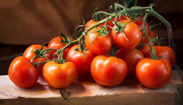 Un ramo de tomates rojos