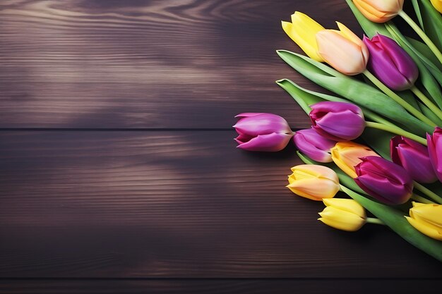 Ramo de tulipanes con espacio para copiar
