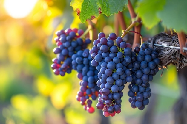 un ramo de uvas colgando de una vid