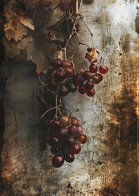 Foto un ramo de uvas en un fondo marrón