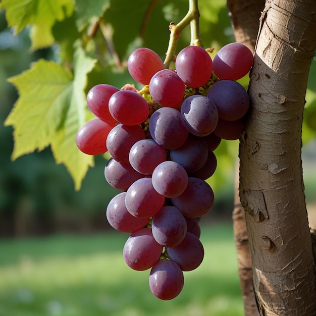 un ramo de uvas que están colgando de un árbol