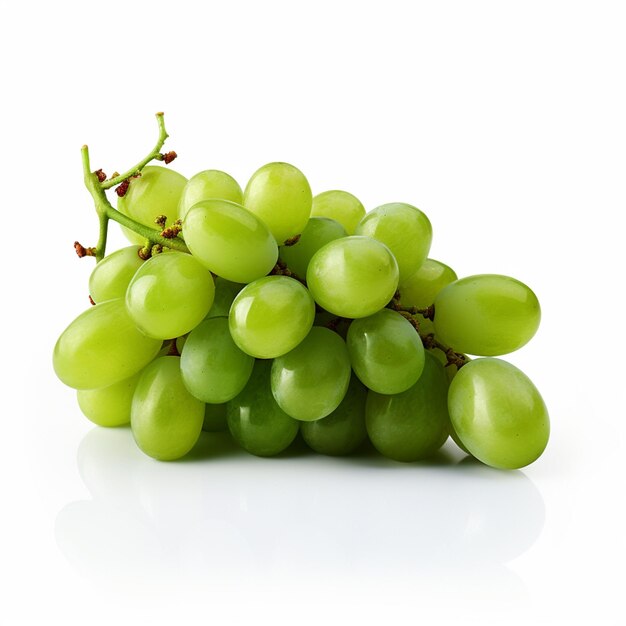 un ramo de uvas verdes que están en un fondo blanco ai generativo