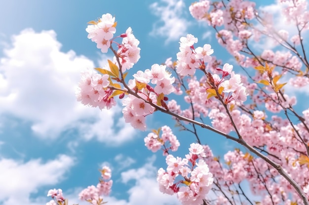 Ramos de cereja em flor