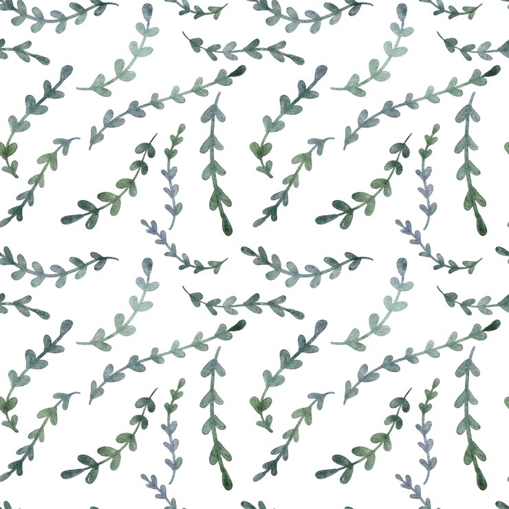 Foto ramos longos abstratos com folhas, padrão floral sem emenda em fundo branco