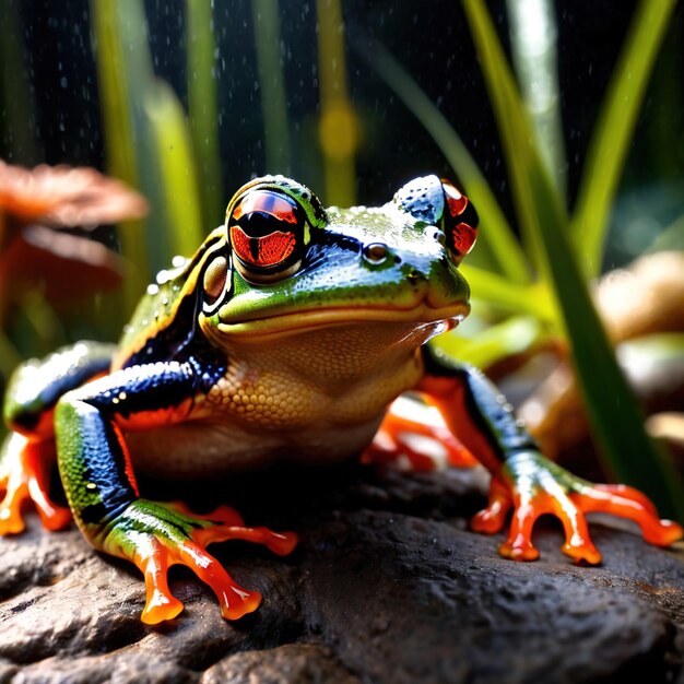 Foto rana animal salvaje que vive en la naturaleza parte del ecosistema