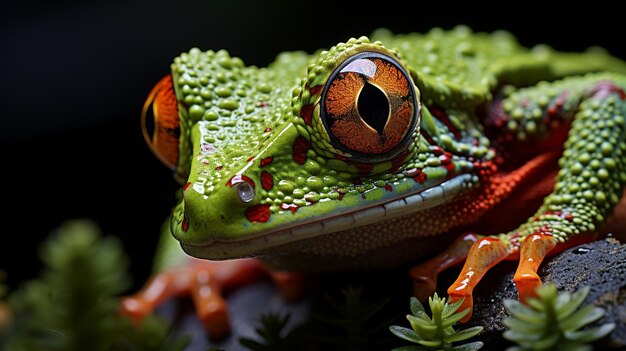 - rana de árbol de ojos rojos, agalychnis callidryas, sentada en una hoja de árbol en el bosque rojo de Costa Rica.