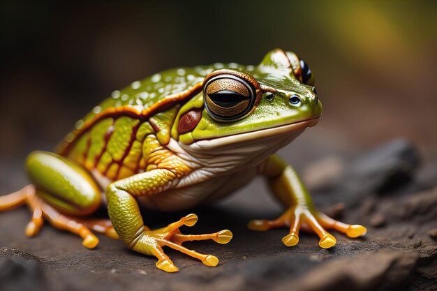 Rana arbórea europea Hyla arborea aislada sobre un fondo de color sólido ai generativo