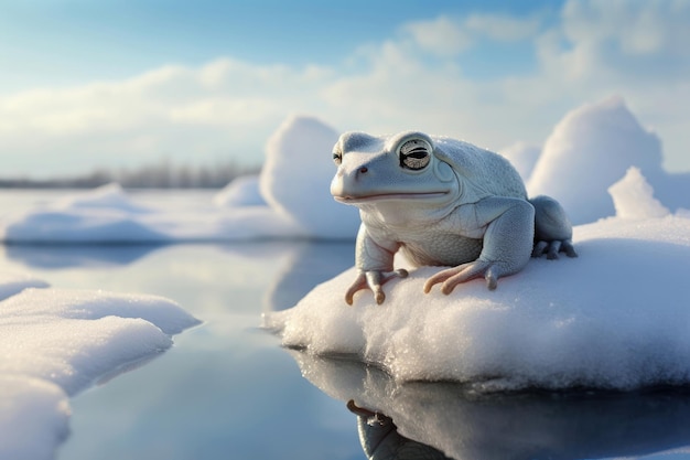 Rana ártica en el invierno