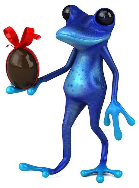 Rana azul divertido - Ilustración 3D