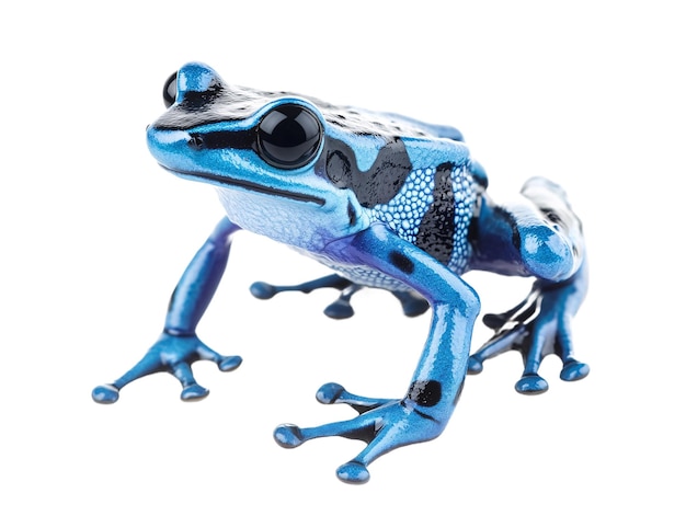 una rana azul con manchas negras