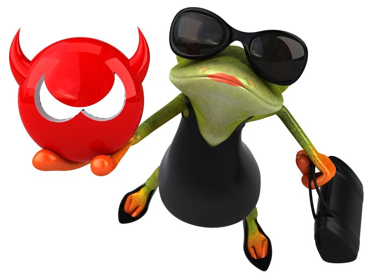 Foto rana divertida - ilustración 3d