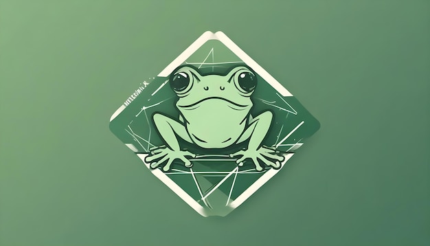 una rana con un fondo verde que dice rana en él