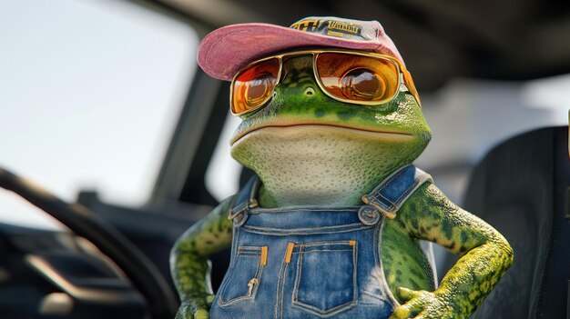 Rana fresca en un coche