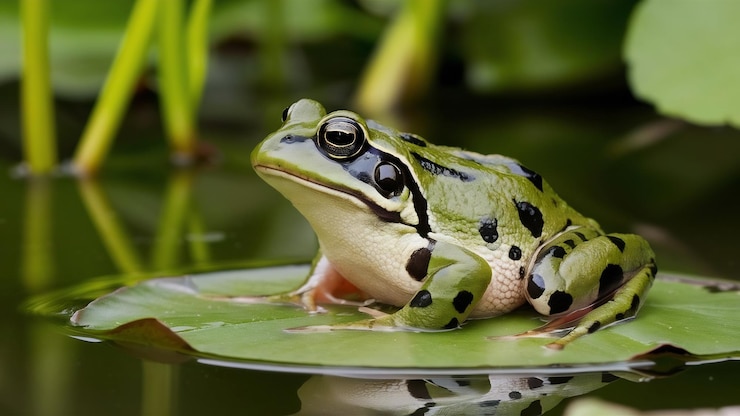 Foto rana kl esculenta, rana europea común o rana comestible