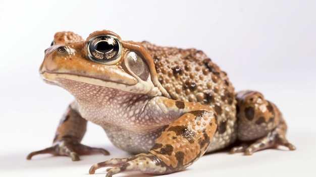 Una rana con un ojo grande y una gran mancha negra en el cuerpo.