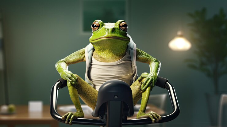 Foto una rana organizando su propio maratón de fitness hyper real hd 4k