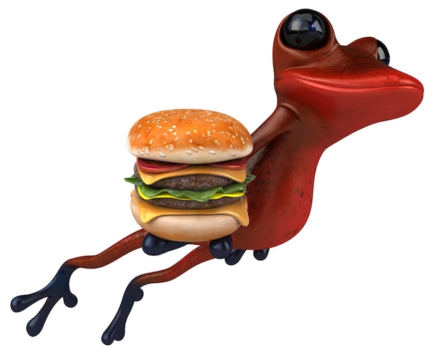 Rana roja divertida - Ilustración 3D