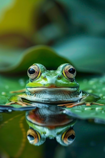 Foto rana sentada en el agua