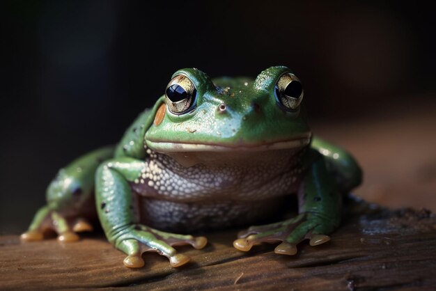 Foto una rana se sienta en una piscina de agua